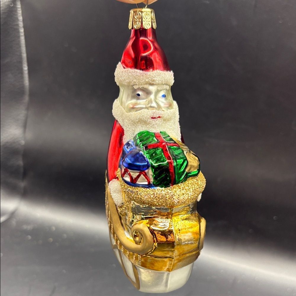 Festive Czech Santa Sleigh Ornament